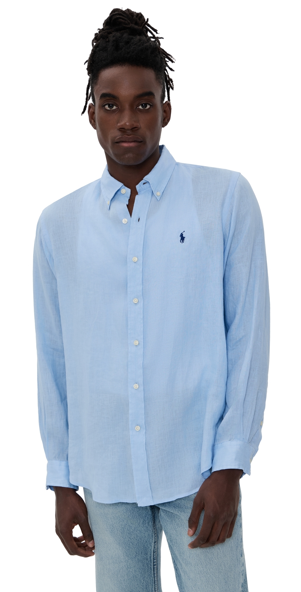 Polo Ralph Lauren Slim Fit Striped Shirt With Button-down Collar In Blue