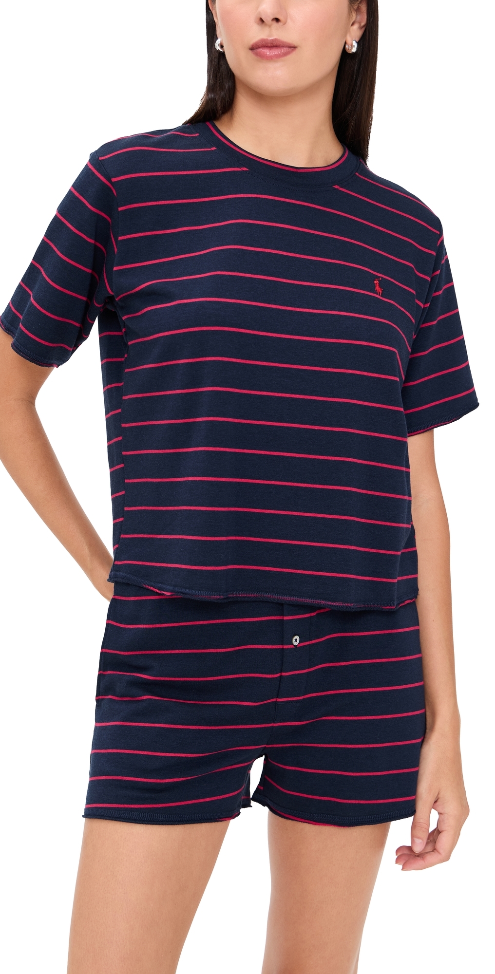 Polo Ralph Lauren Short Sleeve Shorts Set Hunter Navy/classic Red In Blue