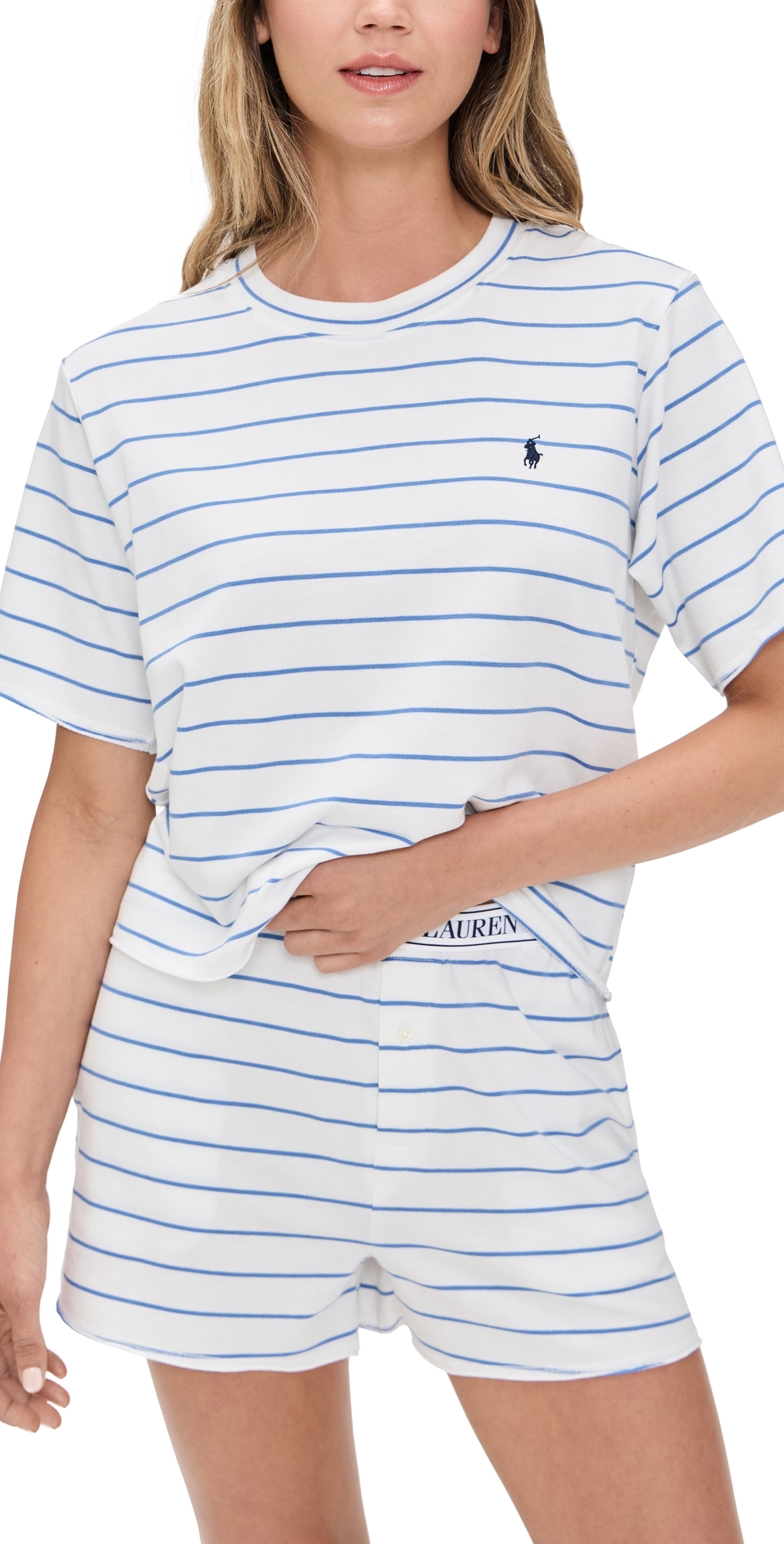 Polo Ralph Lauren Short Sleeve Shorts Set Vineyard Stripe In Vineyard Stripe