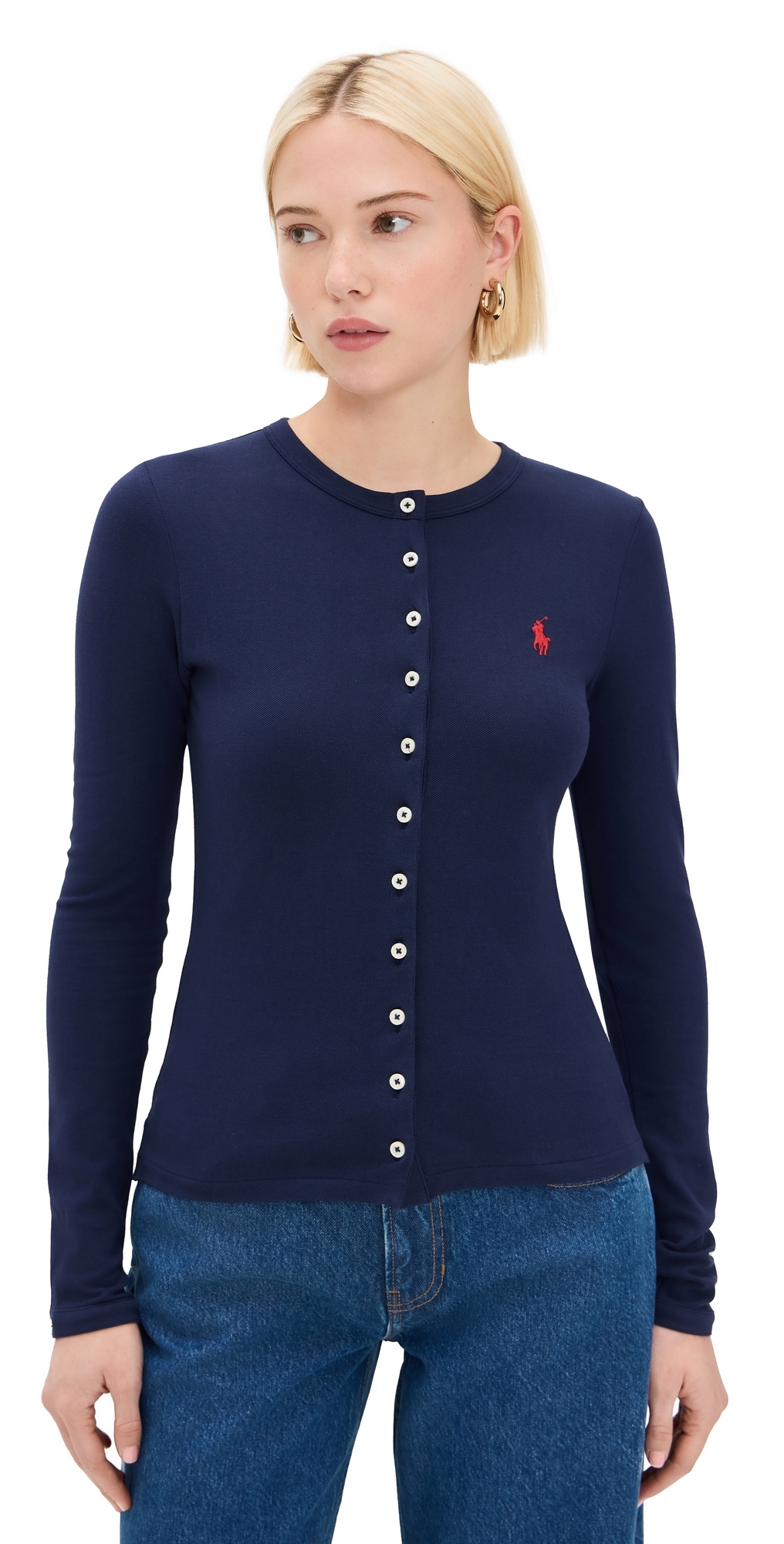 Polo Ralph Lauren Cotton Polo Cardigan Newport Navy In Newport Navy