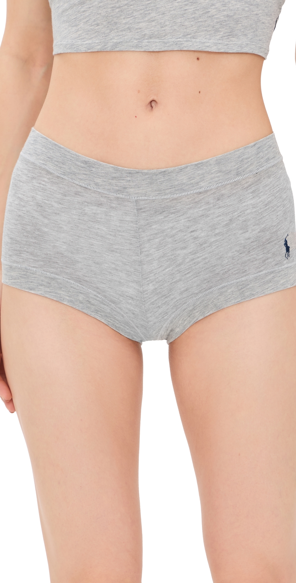 Polo Ralph Lauren Stretch Cotton Girlshorts In Heather Grey