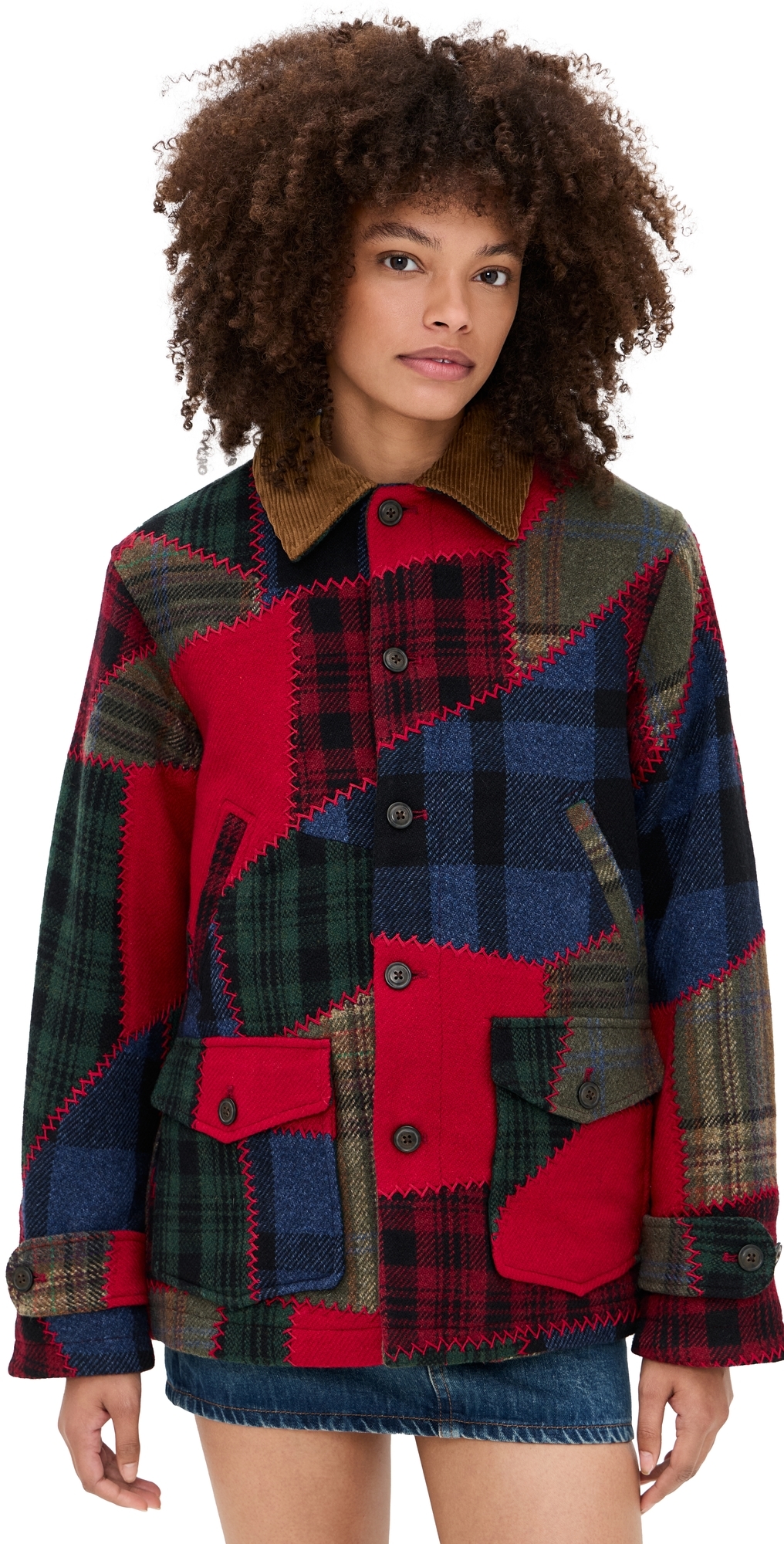 Polo Ralph Lauren Wool Patchwork Woven Coat Multi Patchwork In Brown