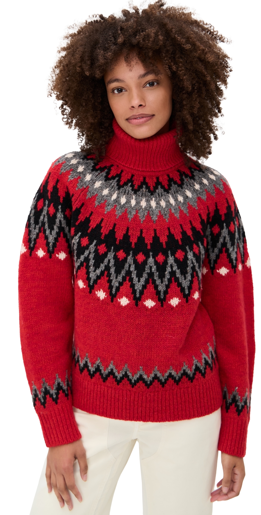 Polo Ralph Lauren Wool Blend Long Sleeve Turtleneck Pullover Sweater Fireside Red Multi In Red