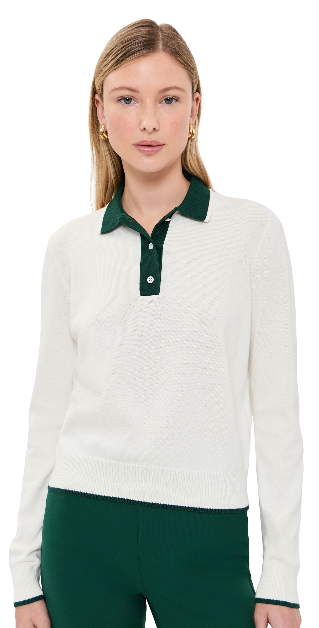 Polo Ralph Lauren Collared Polo Sweater White Splash/moss Agate In White