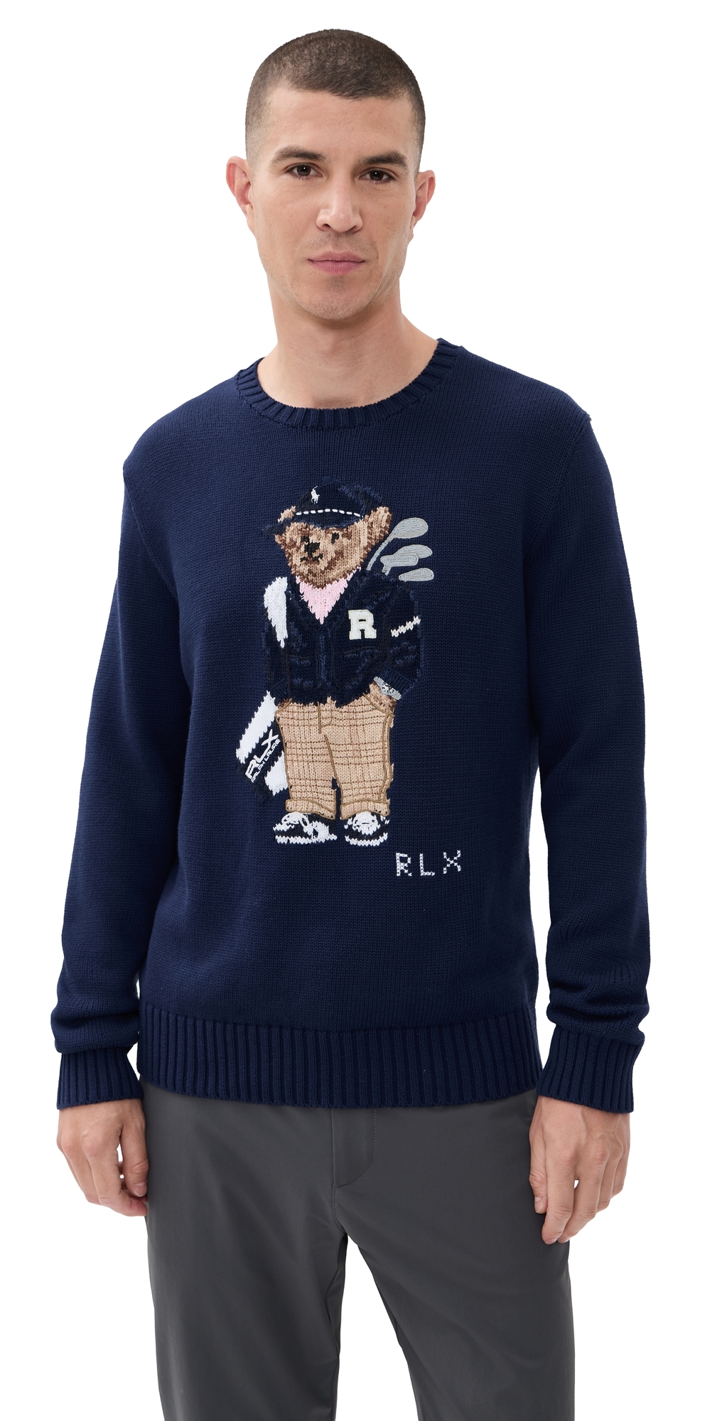 Polo Ralph Lauren Cotton Coolmax Novelty Bear Sweater Refined Navy In Blue
