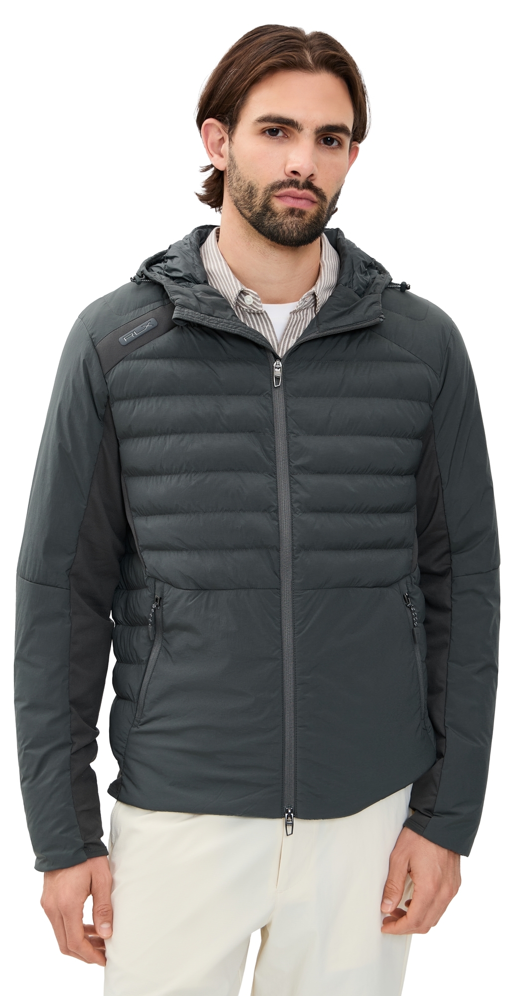 Polo Ralph Lauren Gravity 2.0 Stretch Nylon Full-zip Jacket Charcoal Grey In Gray