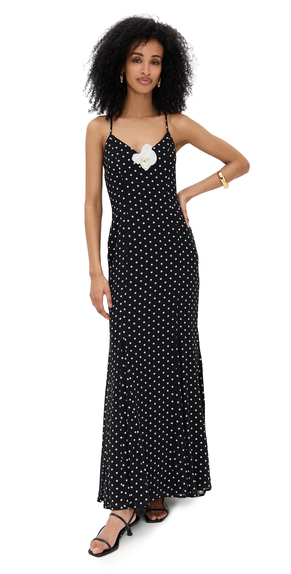 Runaway The Label Malika Maxi Dress Black Polka In Black Polka