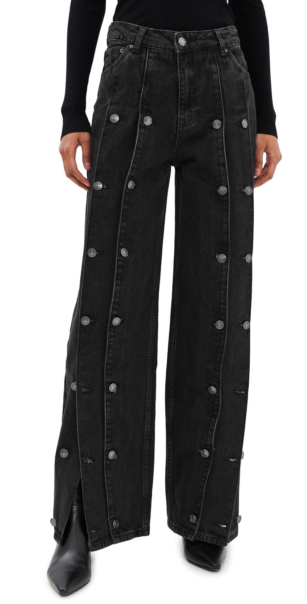 Rotate Birger Christensen Rotate Black Jeans With Decorative Buttons In Black