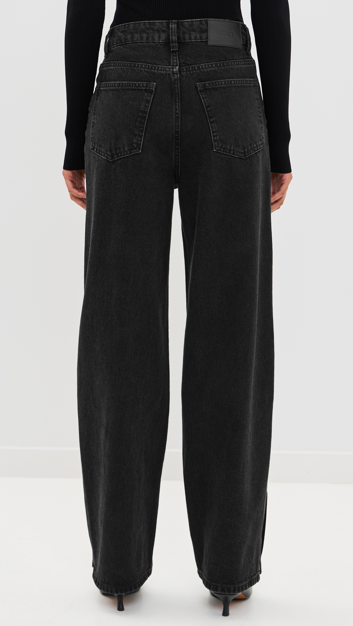 Rotate Button Detail Wide Jeans thumbnail