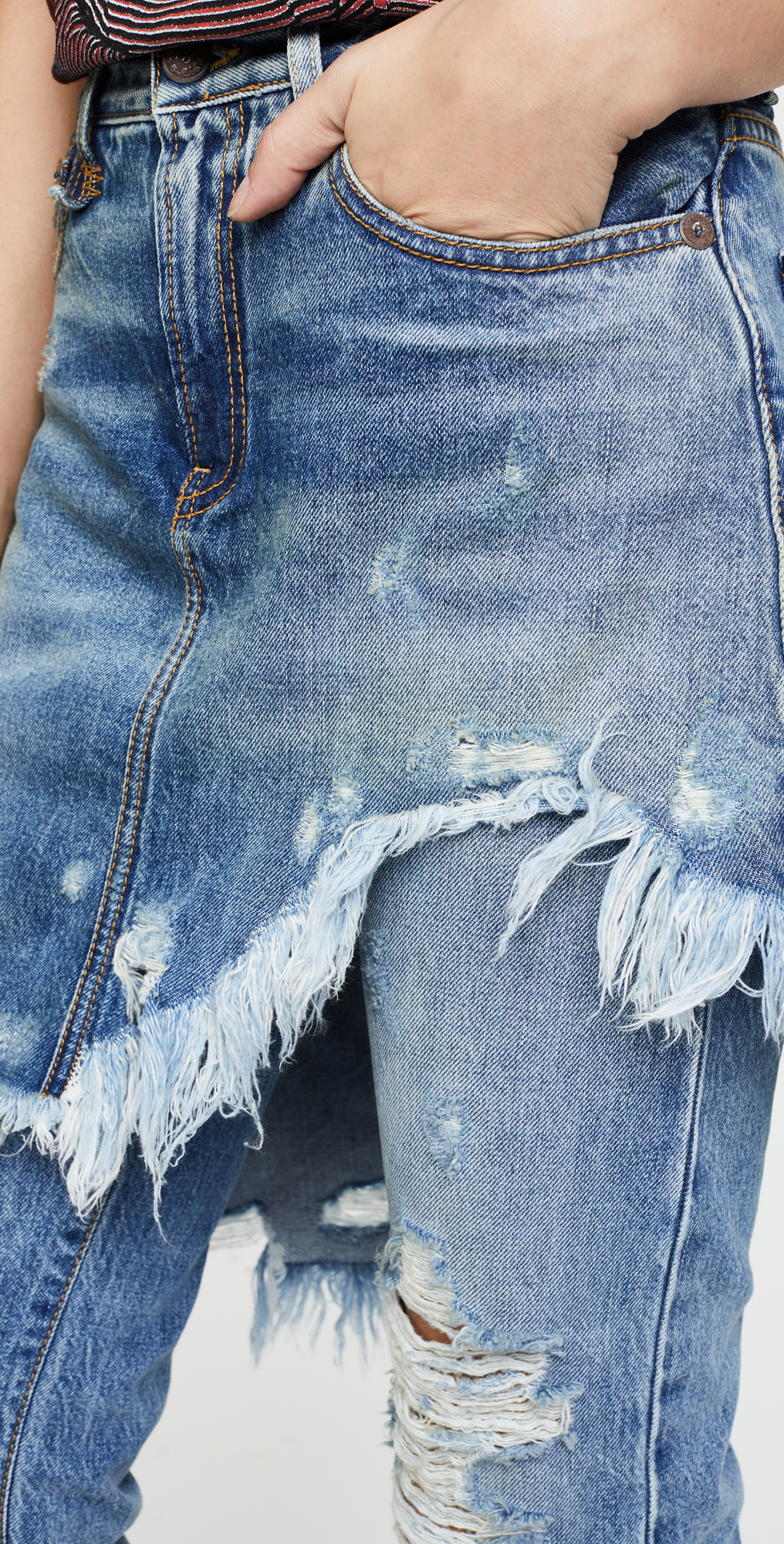 r13 double classic skirted jeans