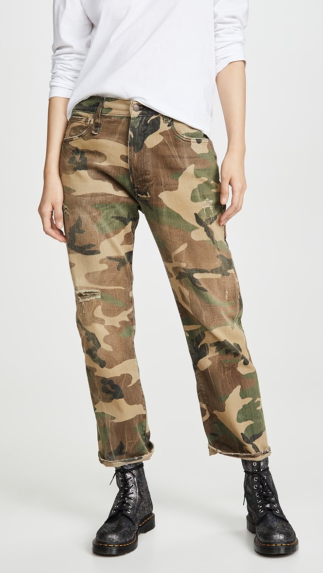 Camouflage boyfriend jeans clearance