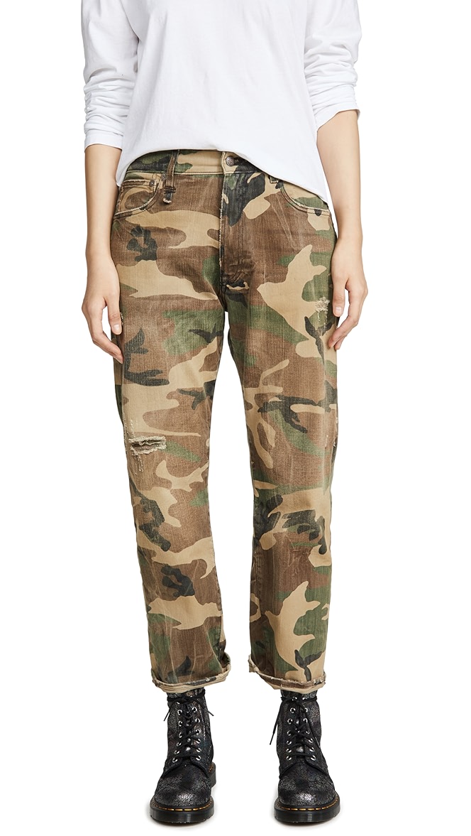 Camouflage boyfriend jeans clearance