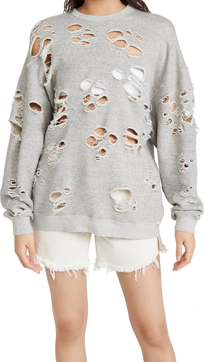 Oversized distressed sweatshirt clearance