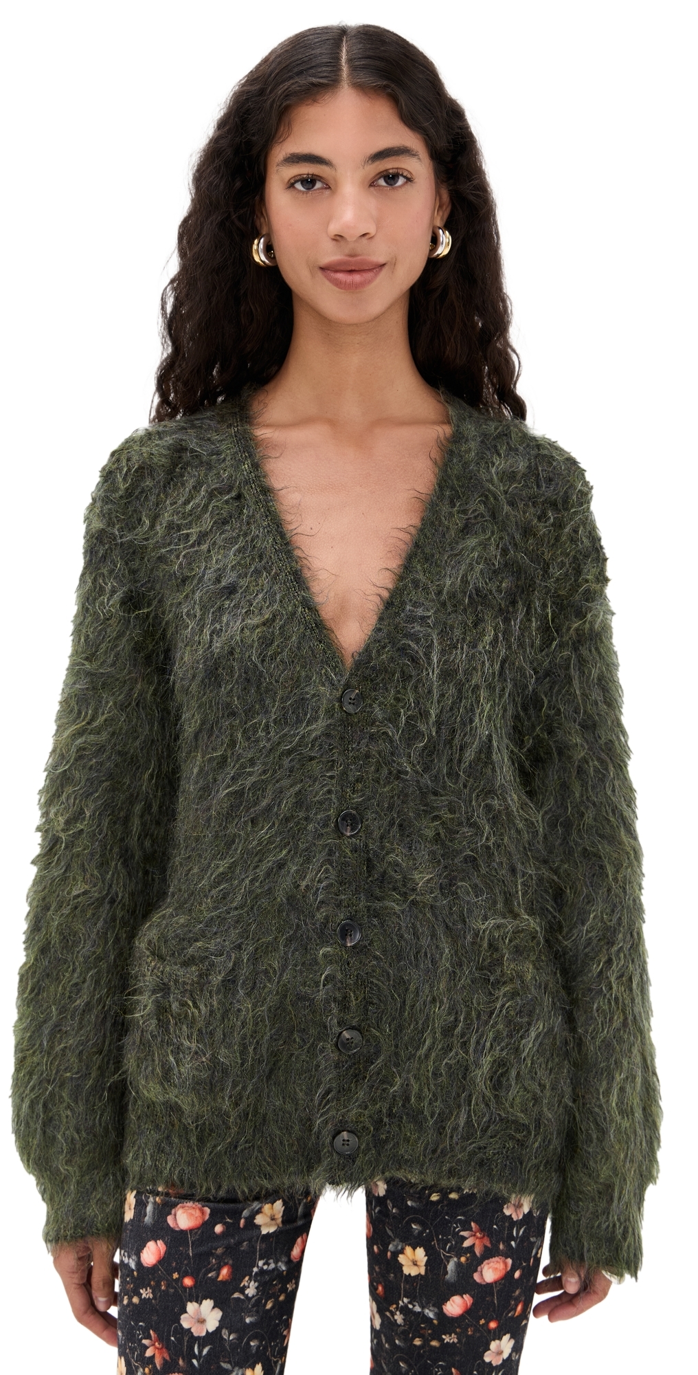R13 Boyfriend Cardigan Heather Olive Green In Green