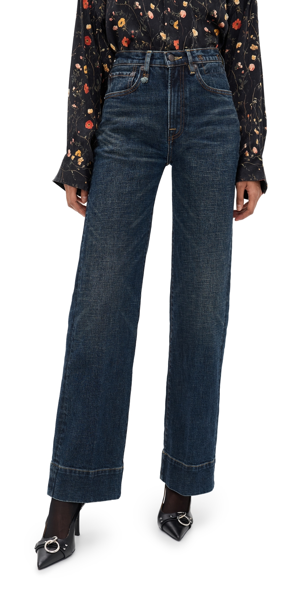 R13 Pauline Jeans Hoyt Blue Stretch In Blue