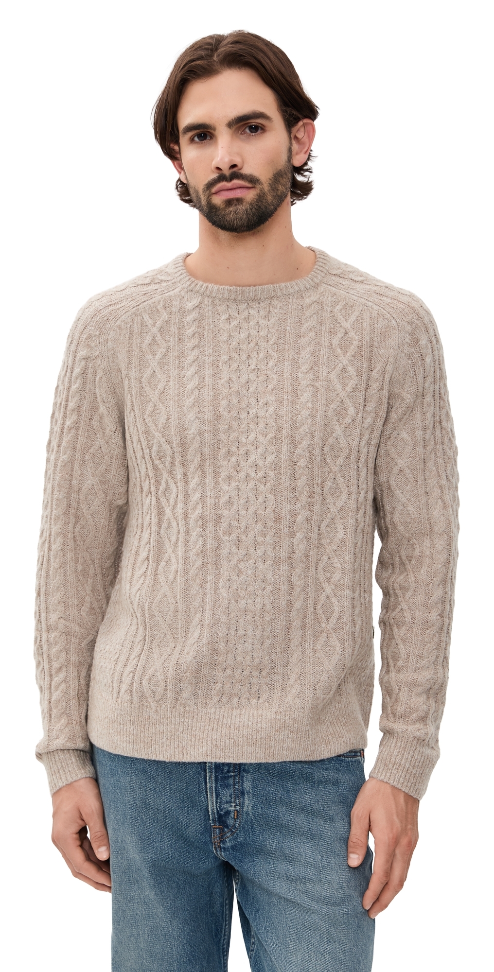 Rhythm Mohair Fishermans Knit Oatmeal In Brown