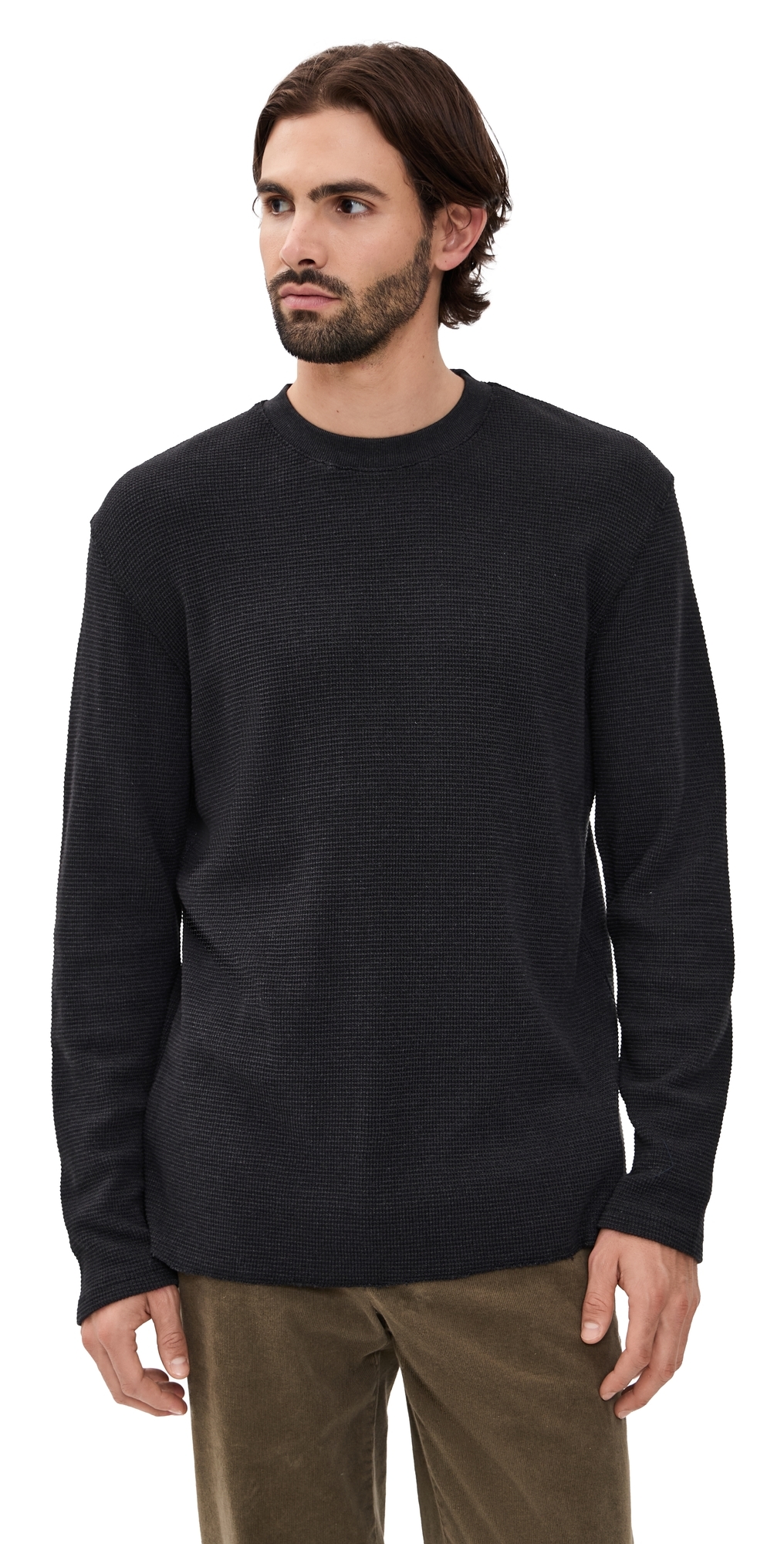 Rhythm Classic Waffle Knit Tee Black In Black