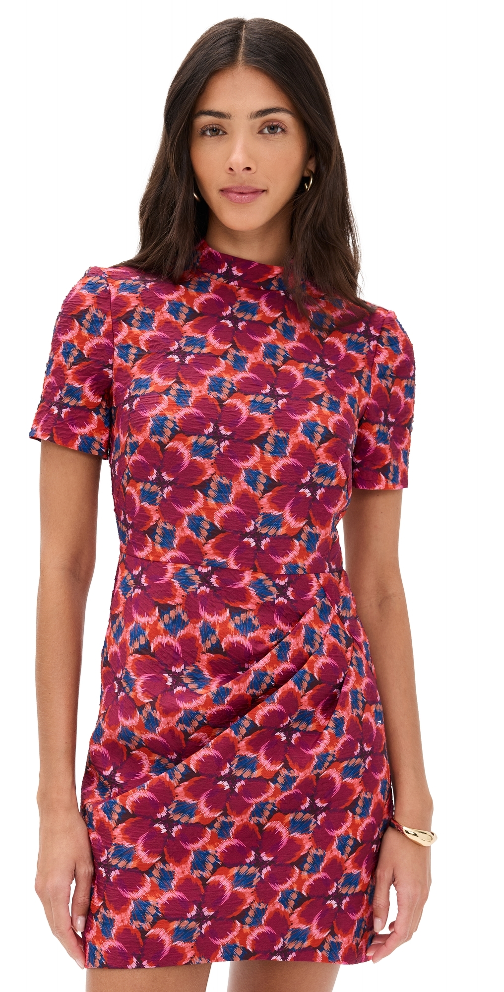Saloni Draped Mini Dress Quail Magenta In Multi