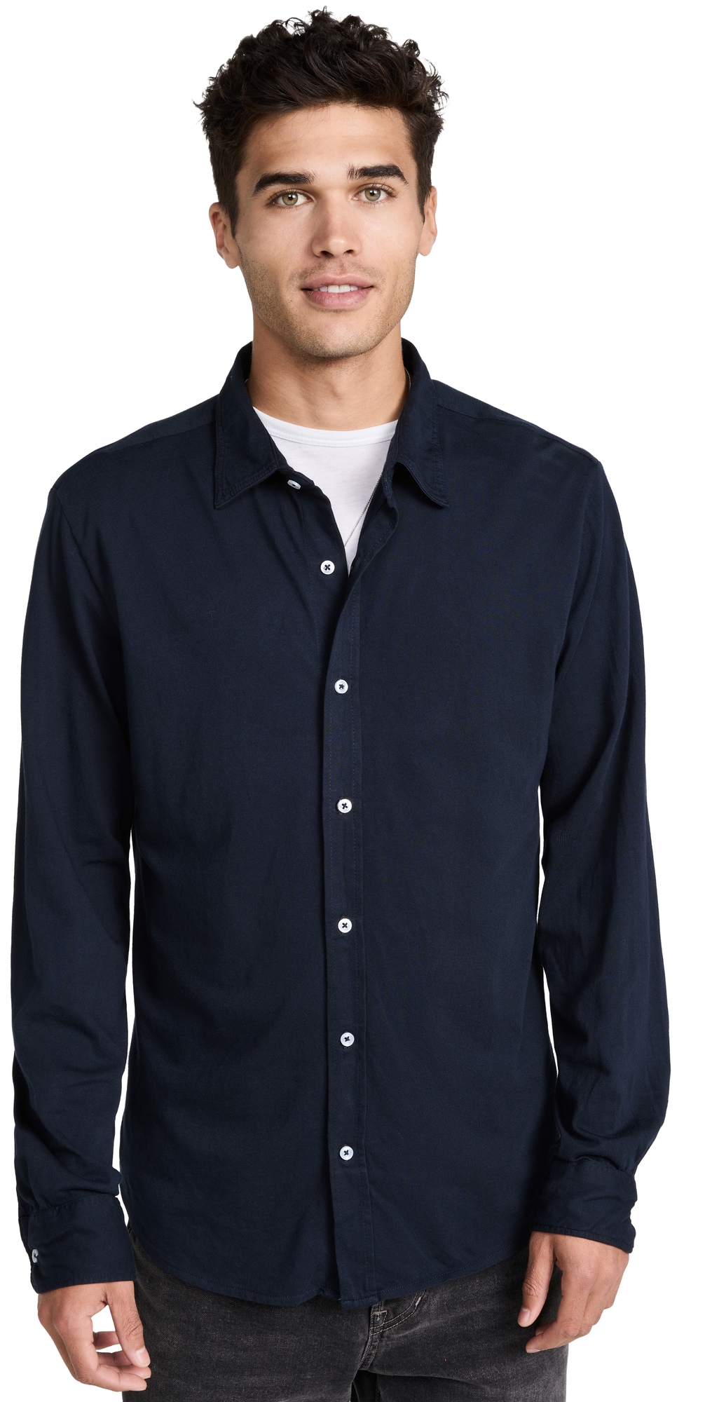 Save Khaki Supima Jersey Easy Shirt In Navy
