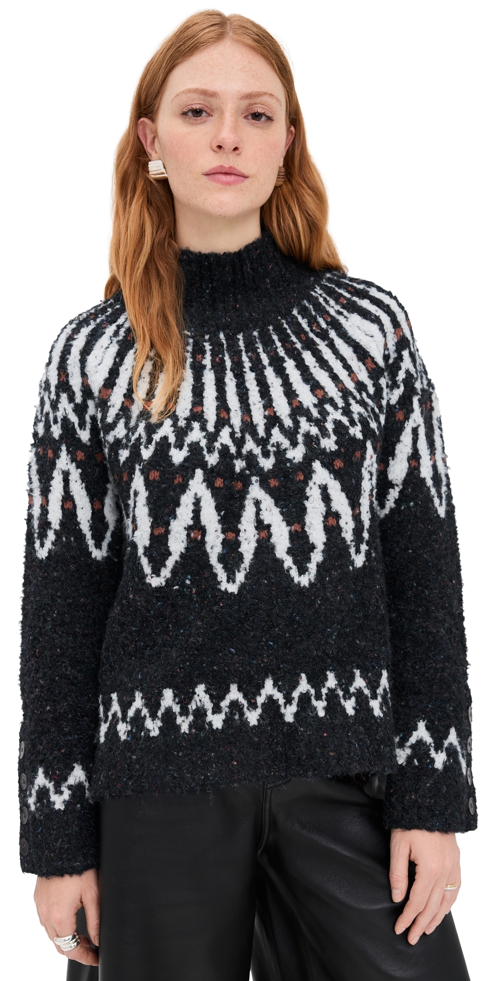 Saylor Vicki Boucle Fair Isle Sweater Black