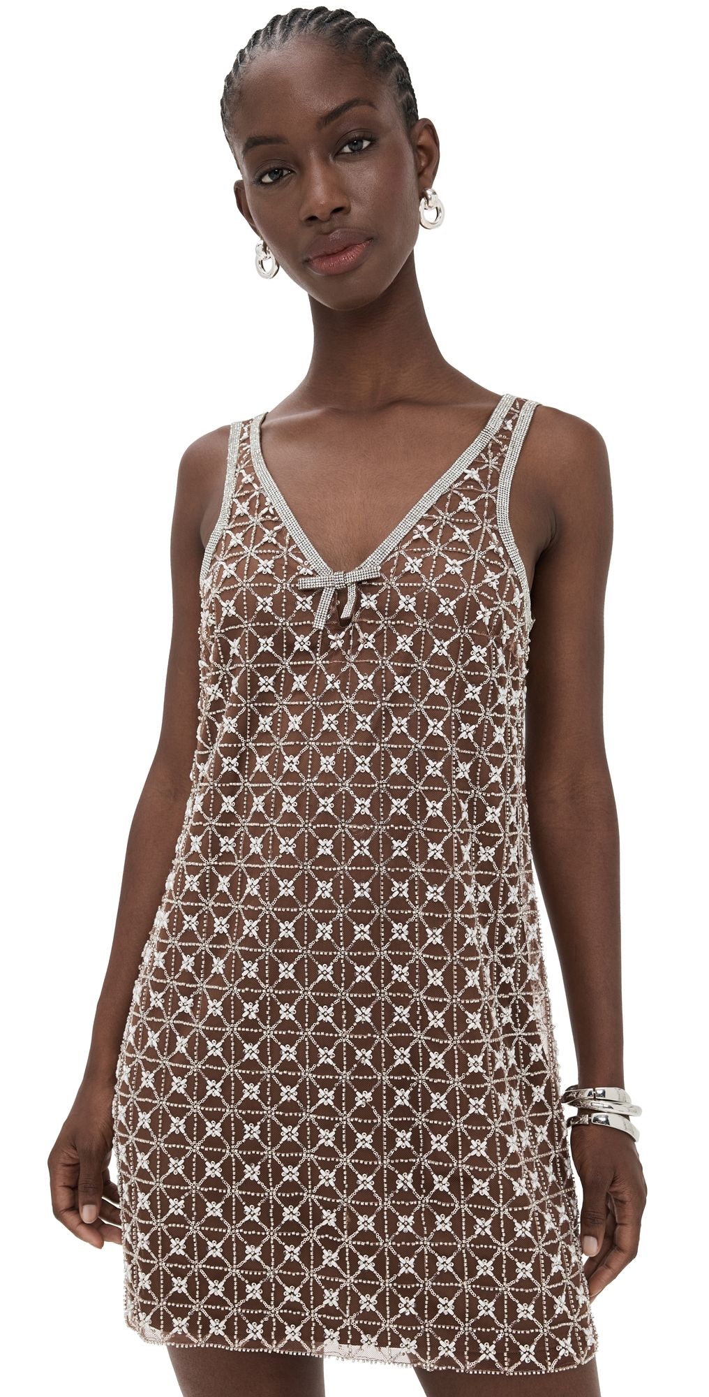 Saylor Jeanetta Sequin Embroidery Cocktail Minidress In Brown