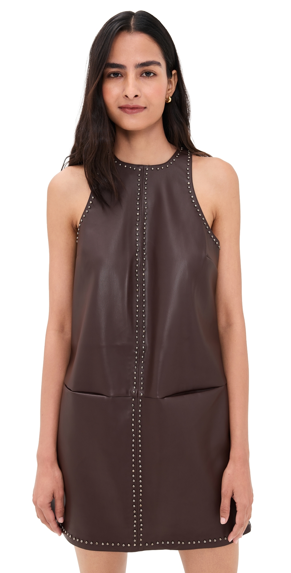 Saylor Damian Faux Leather Mini Dress Chocolate In Brown