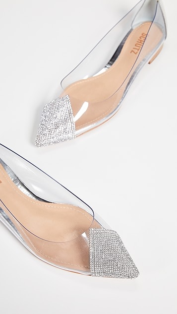 schutz clear pointy toe flat