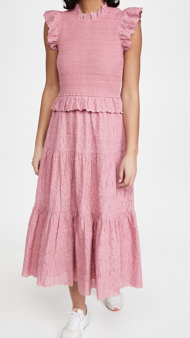 Sea smocked midi dress Clearance