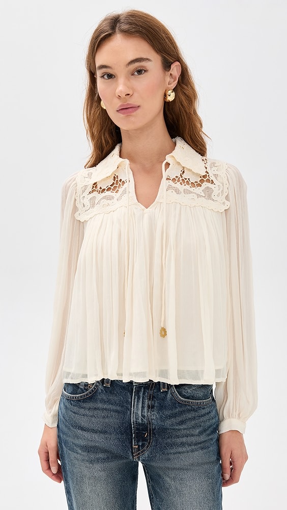Cecilie Bahnsen Alma Blouse Stria Matelasse White | Shopbop