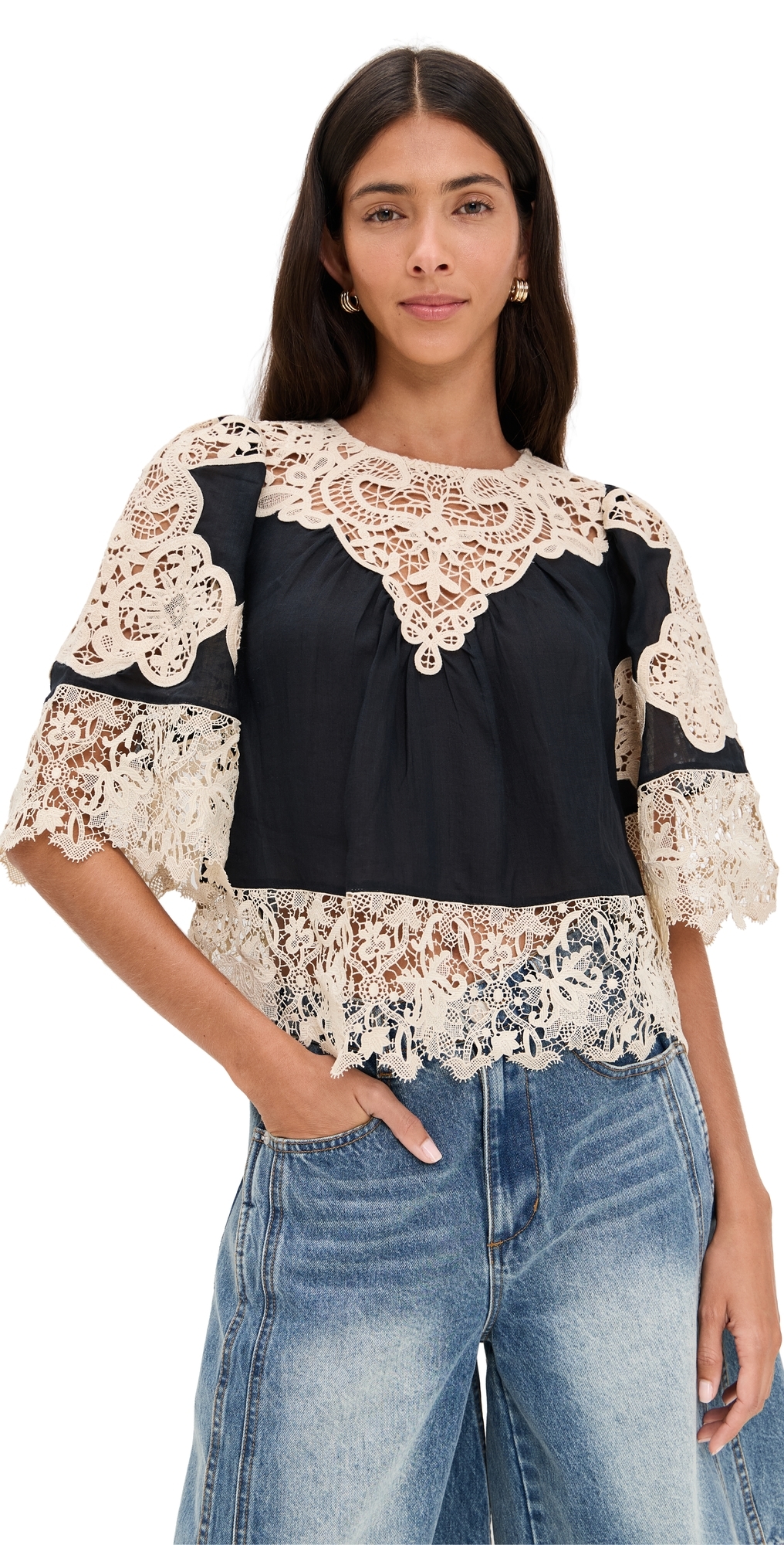 Sea Medina Lace Top Black In Black
