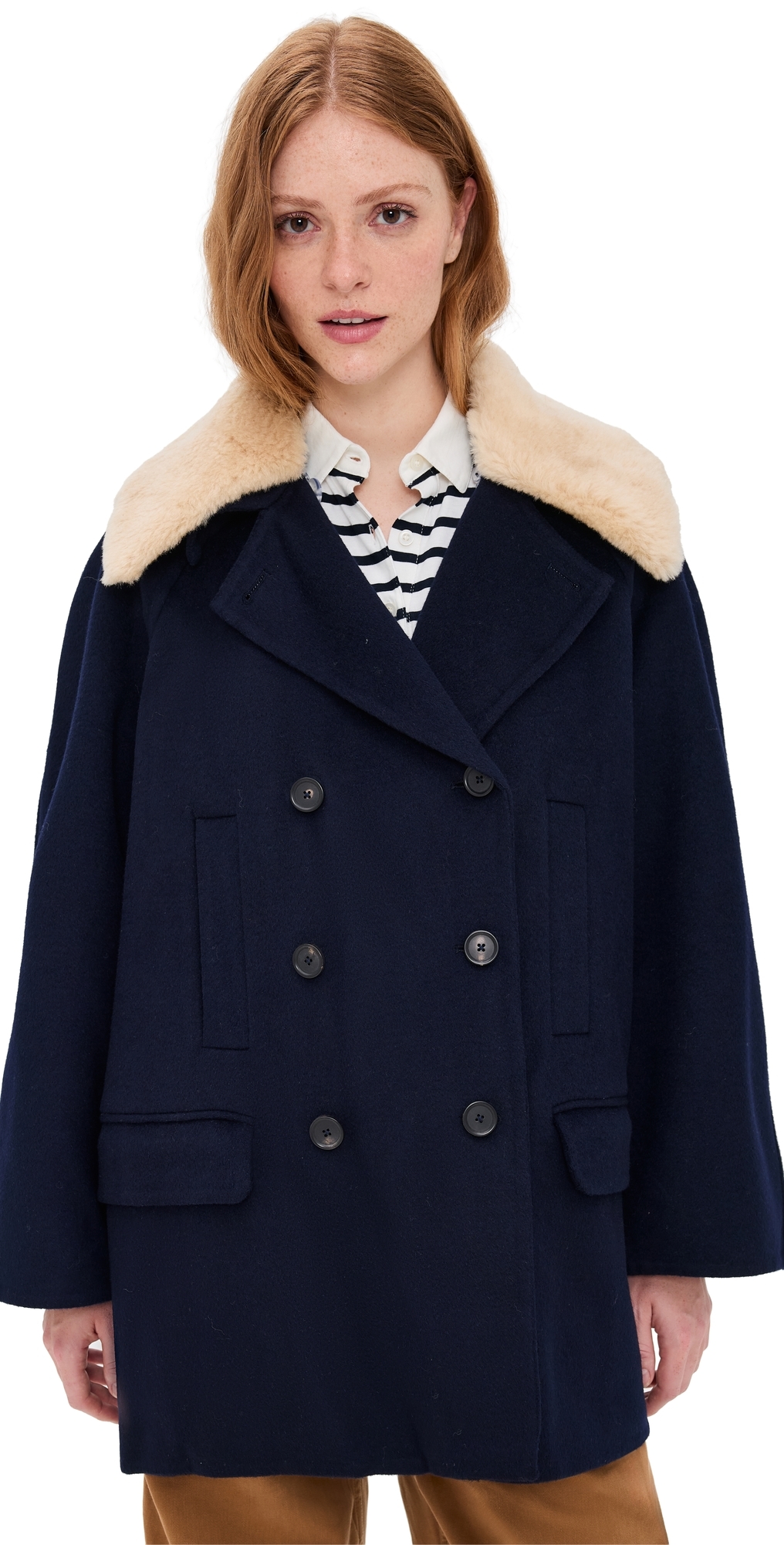 Sea Astra Double Faced Peacoat Navy In Blue