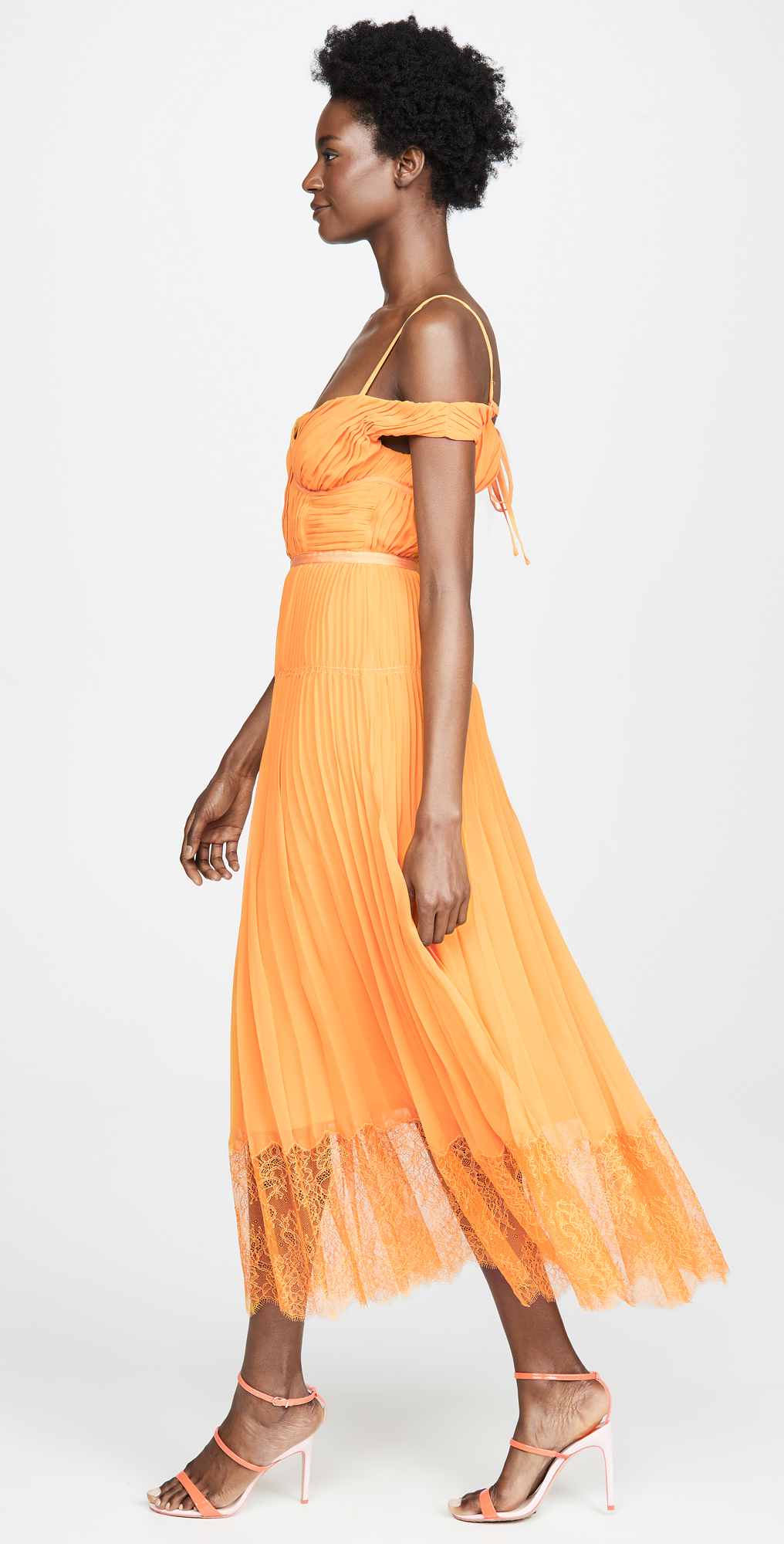 Self portrait orange chiffon dress clearance