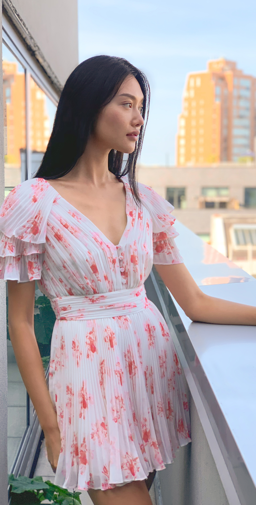 Self portrait floral print chiffon mini dress clearance