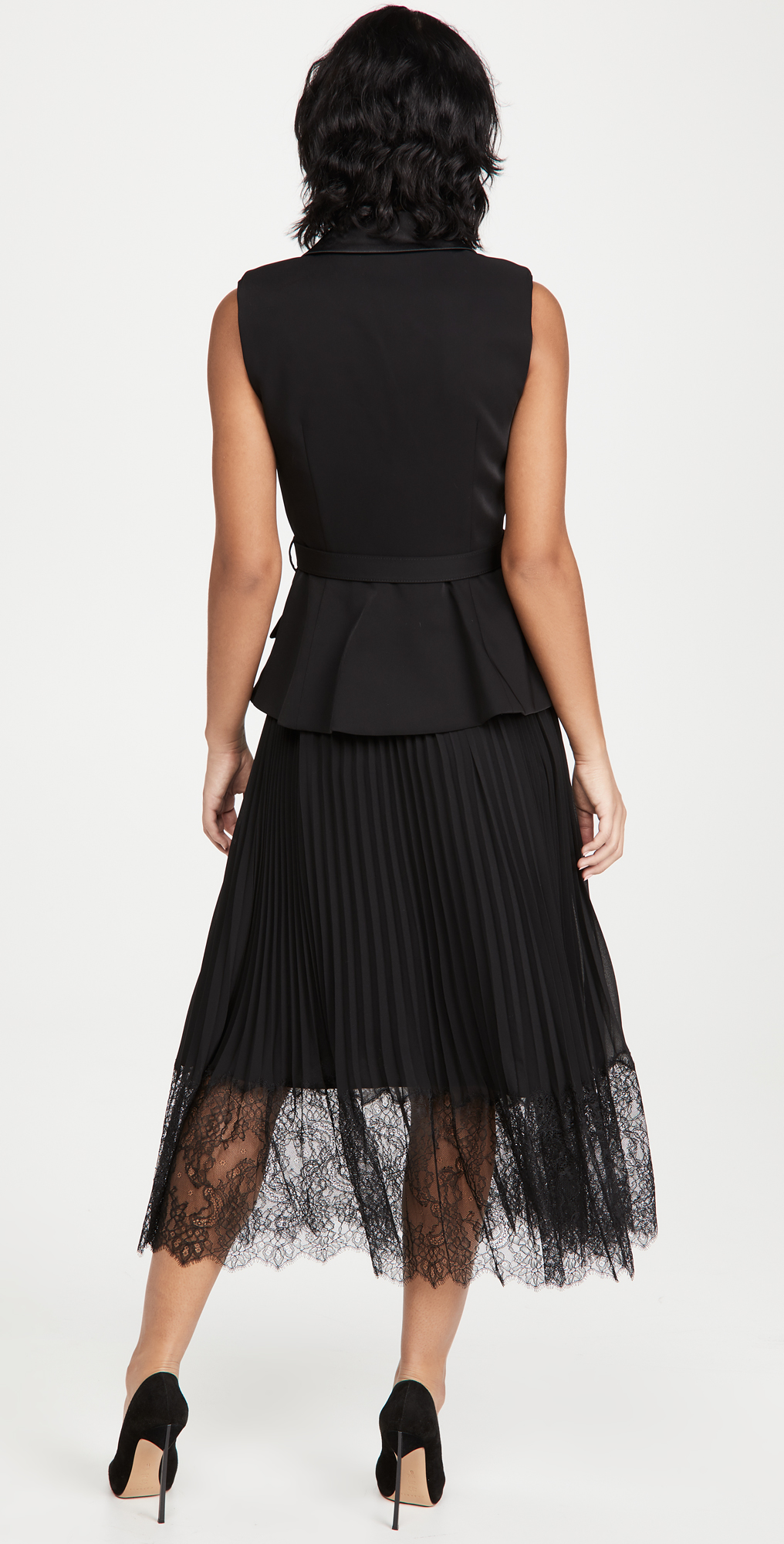 Self portrait tailored crepe and chiffon midi dress clearance