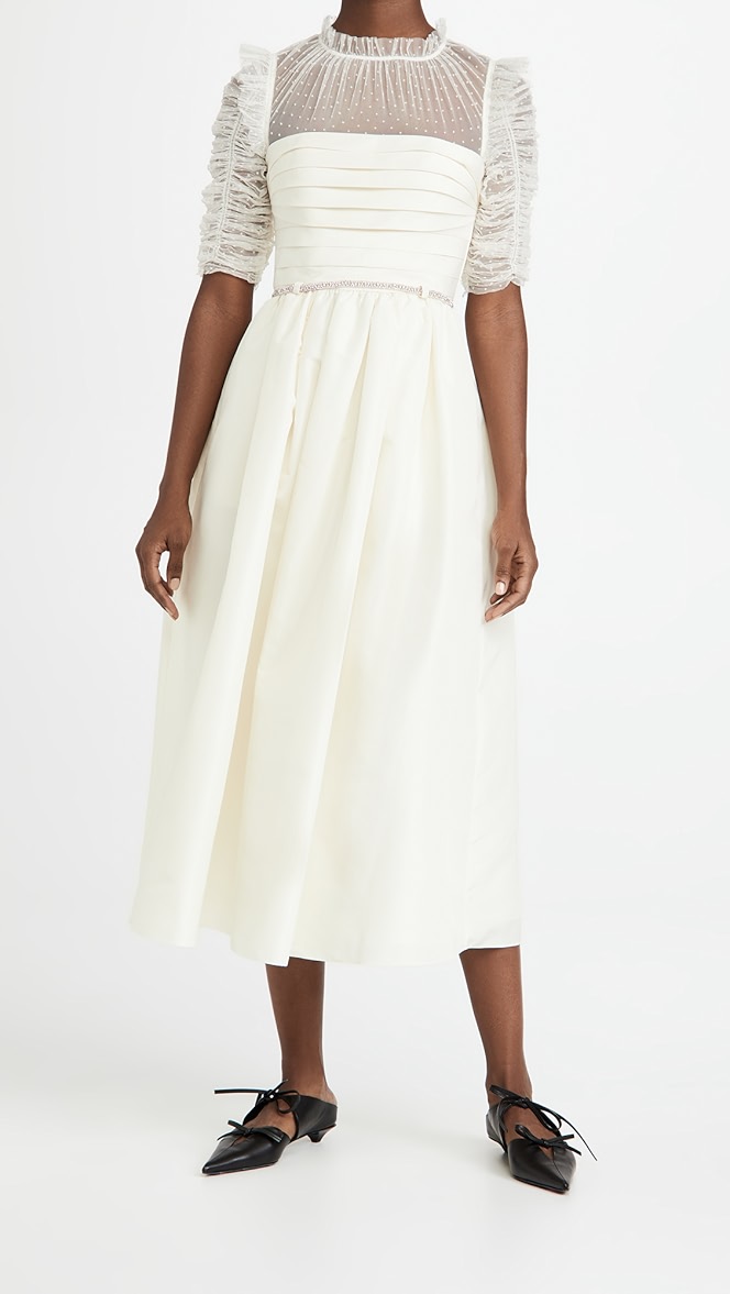 Self portrait ivory taffeta dress clearance