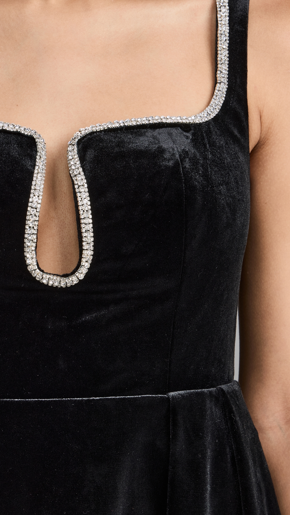 self-portrait Black Velvet Skater Mini Dress thumbnail