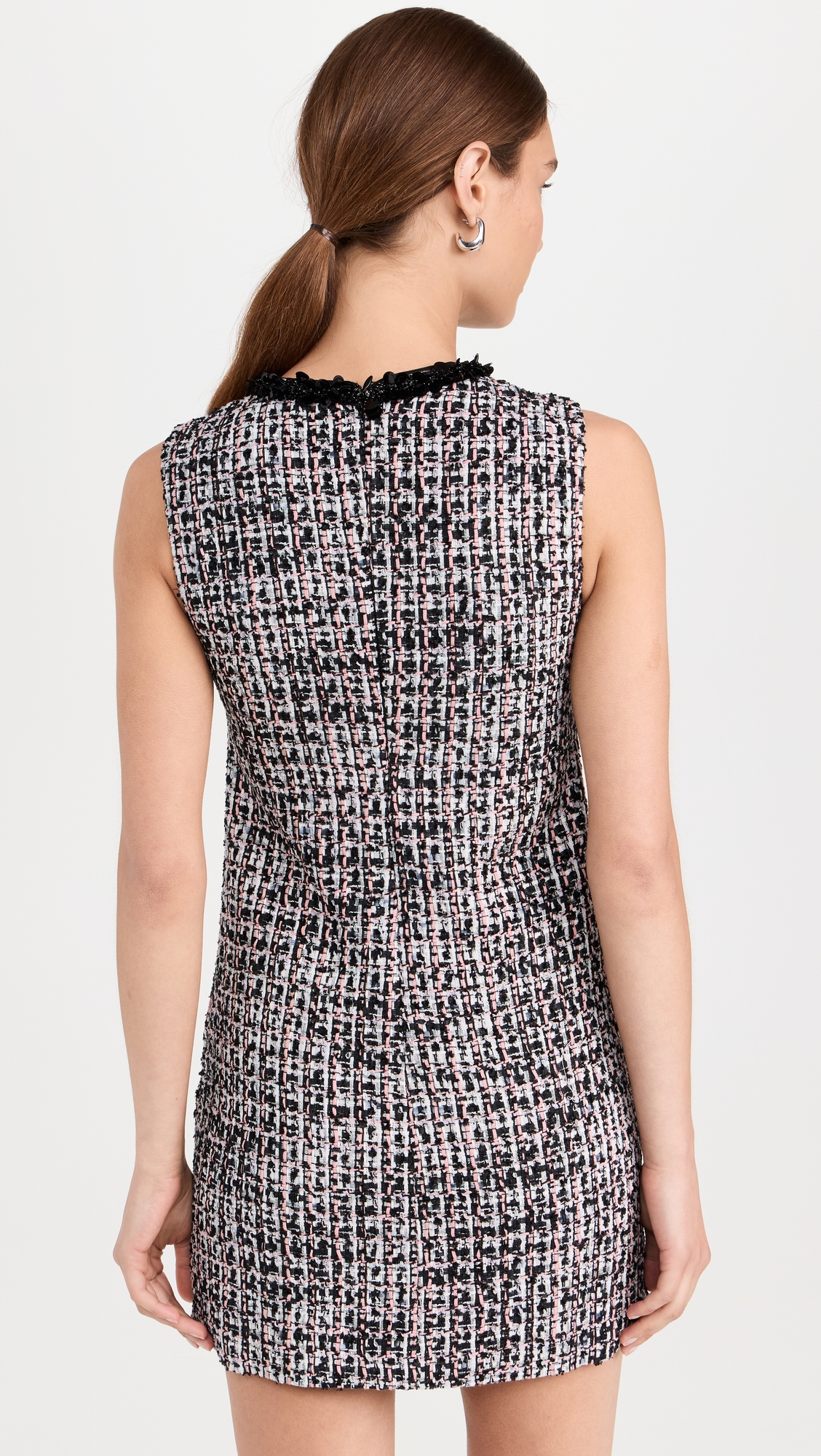 self-portrait Black Boucle Embellished Mini Dress thumbnail