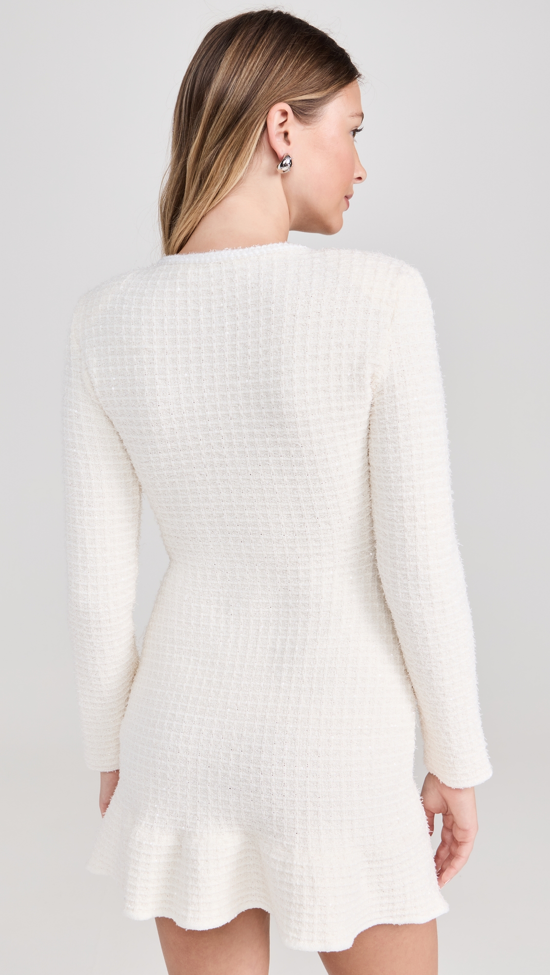self-portrait Cream Buttoned Knit Mini Dress thumbnail