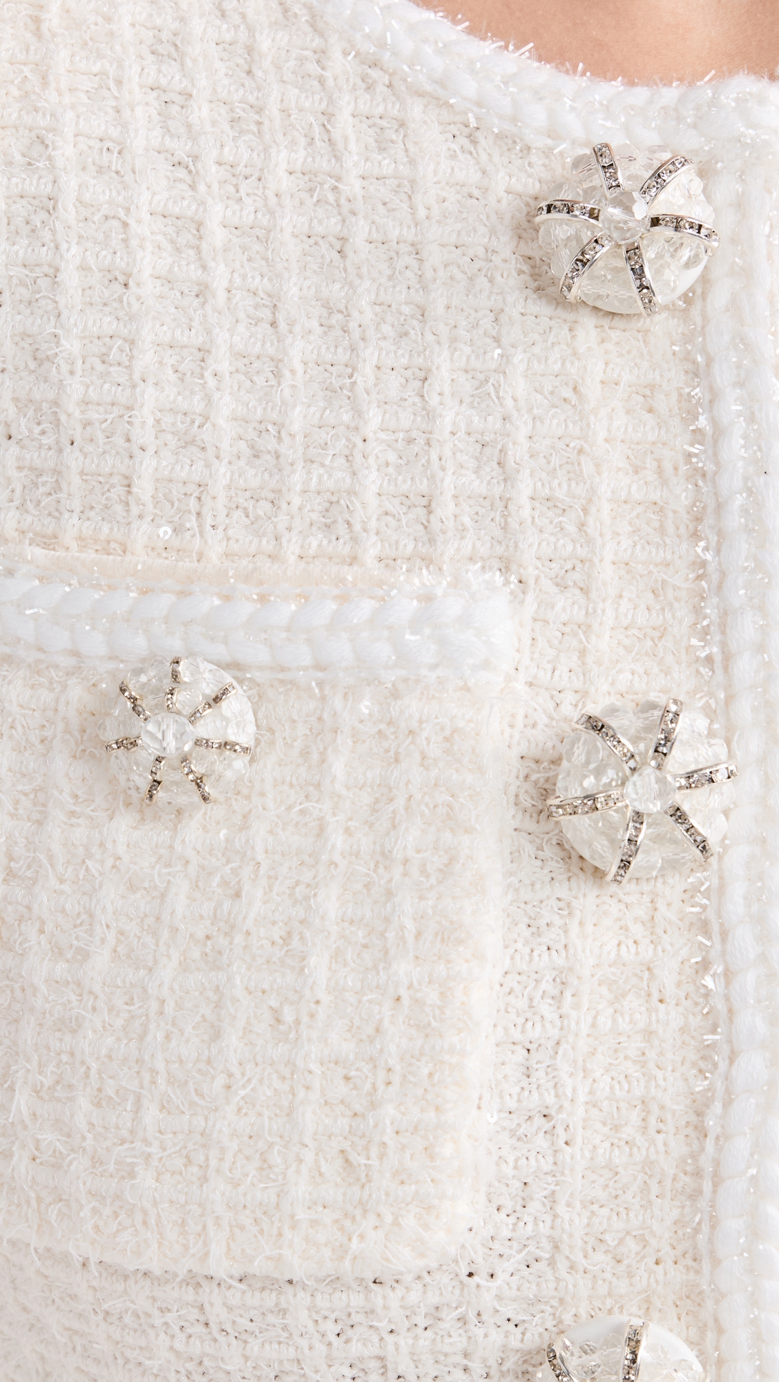 self-portrait Cream Buttoned Knit Mini Dress thumbnail