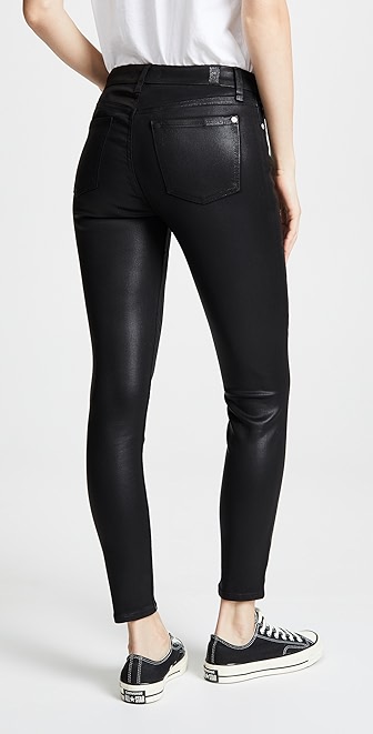 7 for all mankind black coated jeans