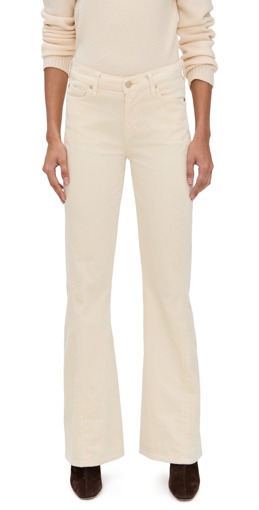 7 For All Mankind Twisted Dojo Tailorless Corduroy Pants Corduroy Eggshell In Neutral