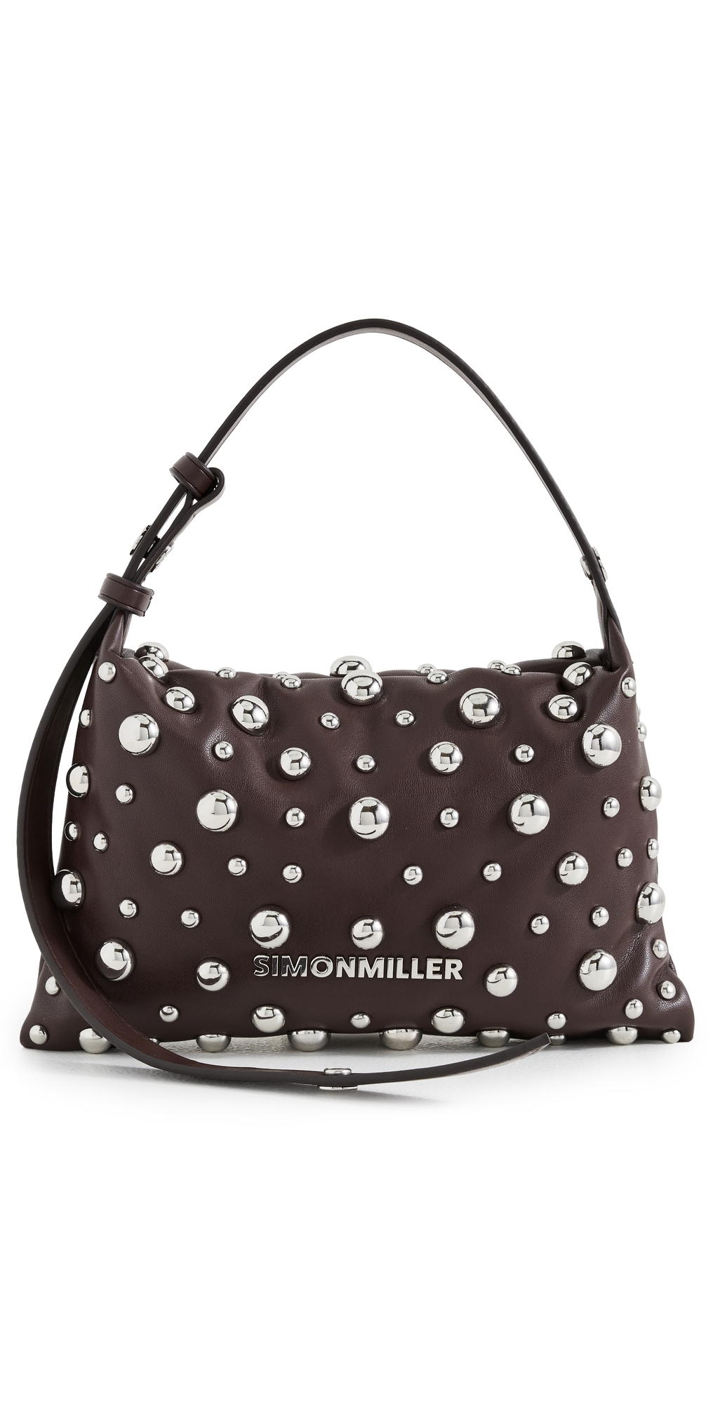 Simonmiller Studded Mini Puffin Bag Choco Brown/silver