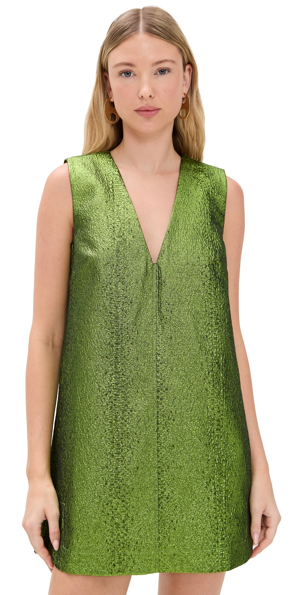 Simonmiller Fountain Metallic Mini Dress Matcha In Green