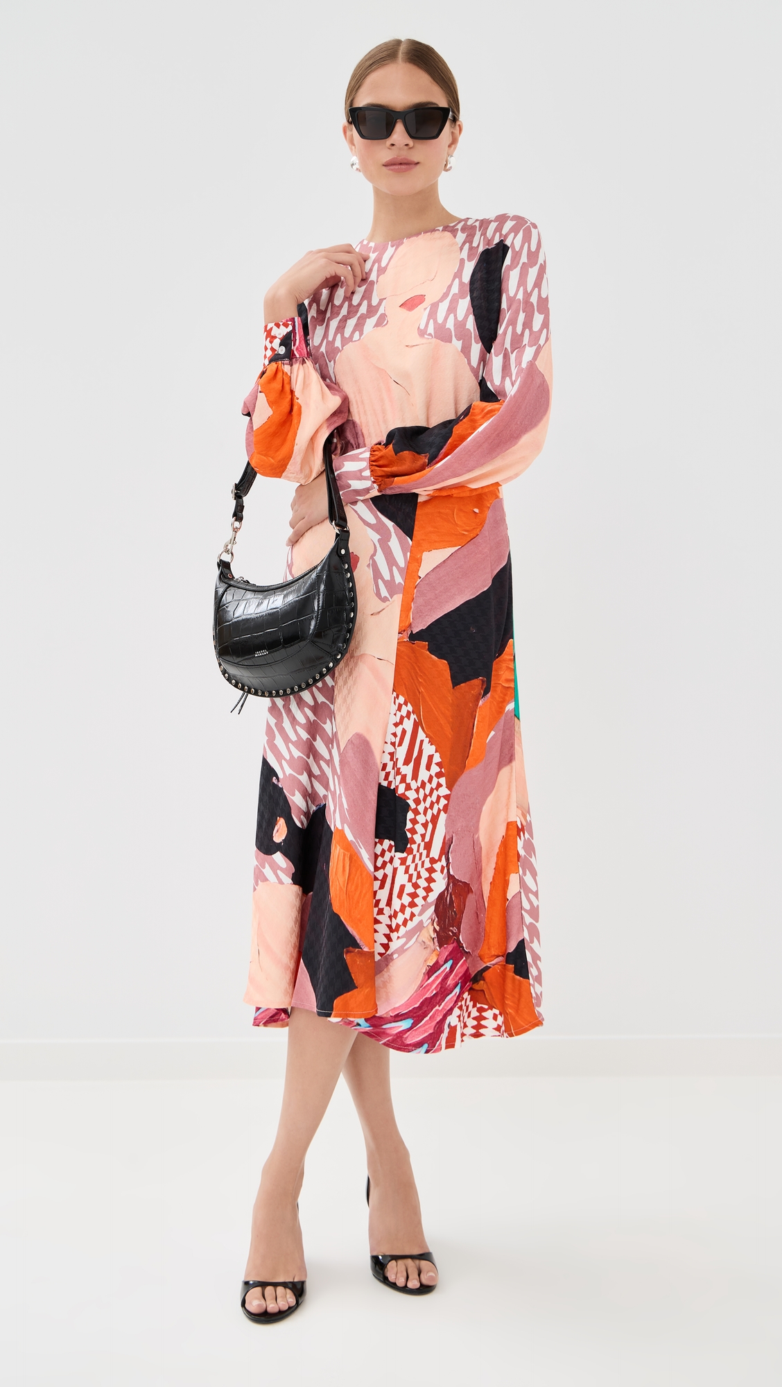 Stella Jean Long Sleeve Midi Dress