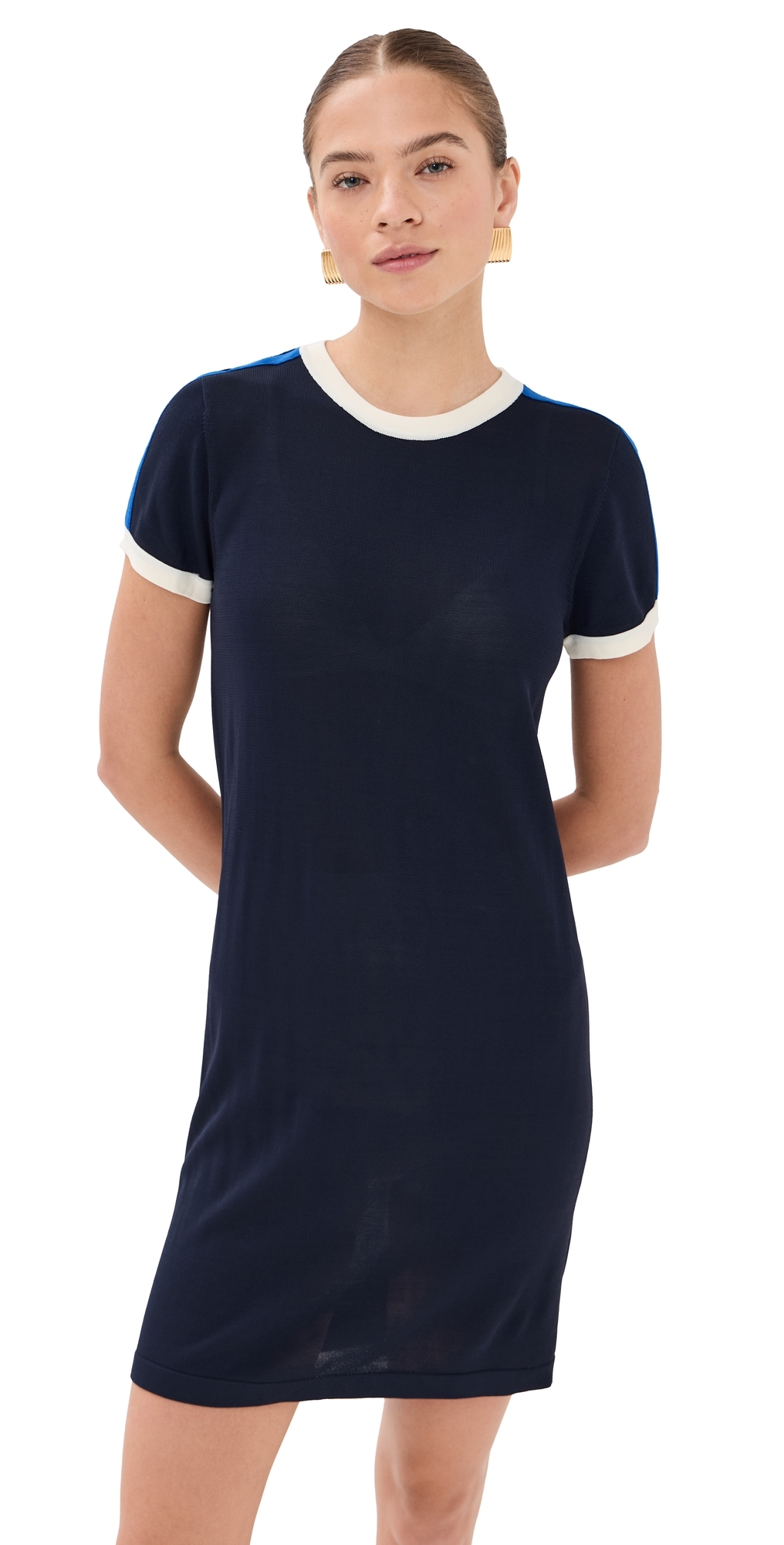 State & Lake Ringer Track Dress Navy/cobalt/white In Blue