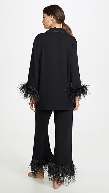Sleeper black tie pj set with feathers clearance