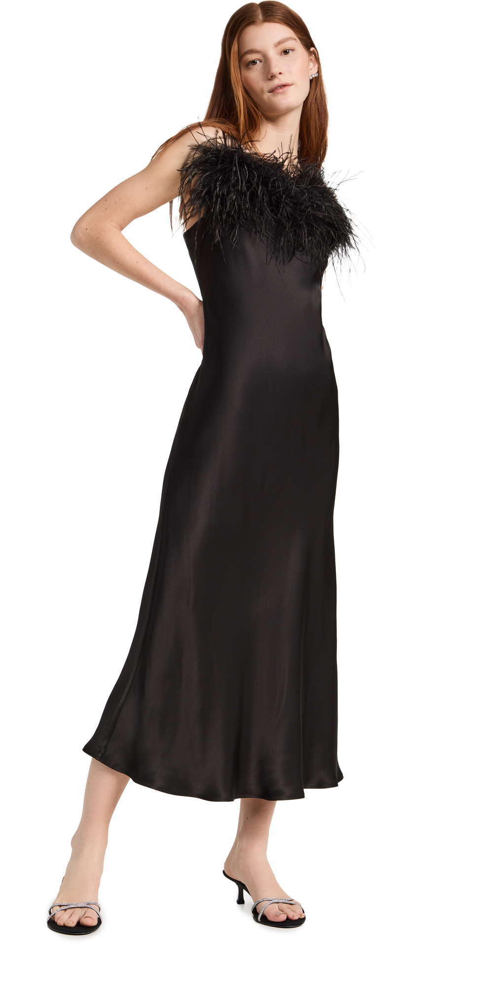 Sleeper + Net Sustain Boheme Feather-trimmed Lenzing Ecovero Satin Chemise