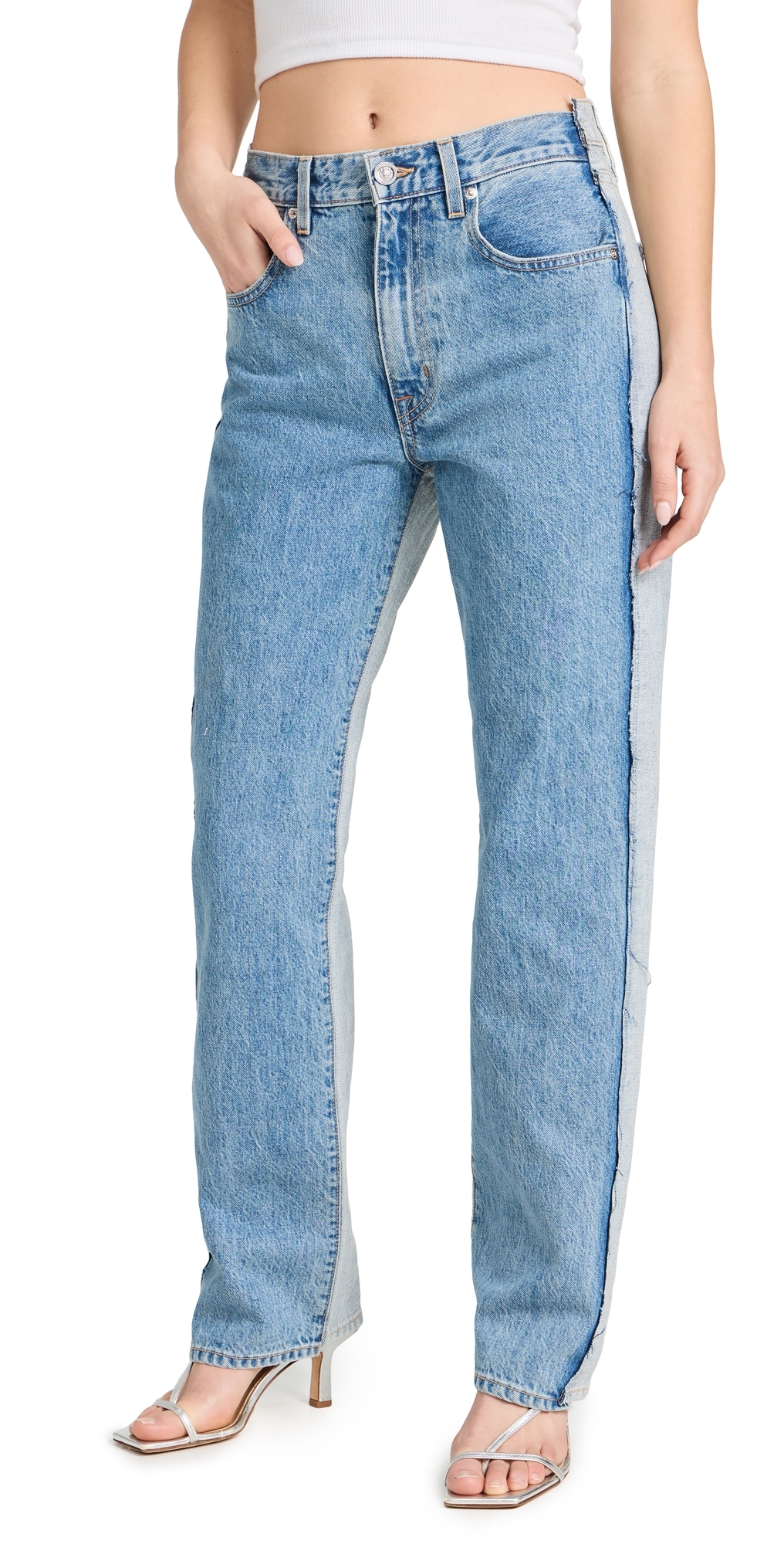 Shop Slvrlake Re-work London Panelled Reverse Jeans Sweet Reverse