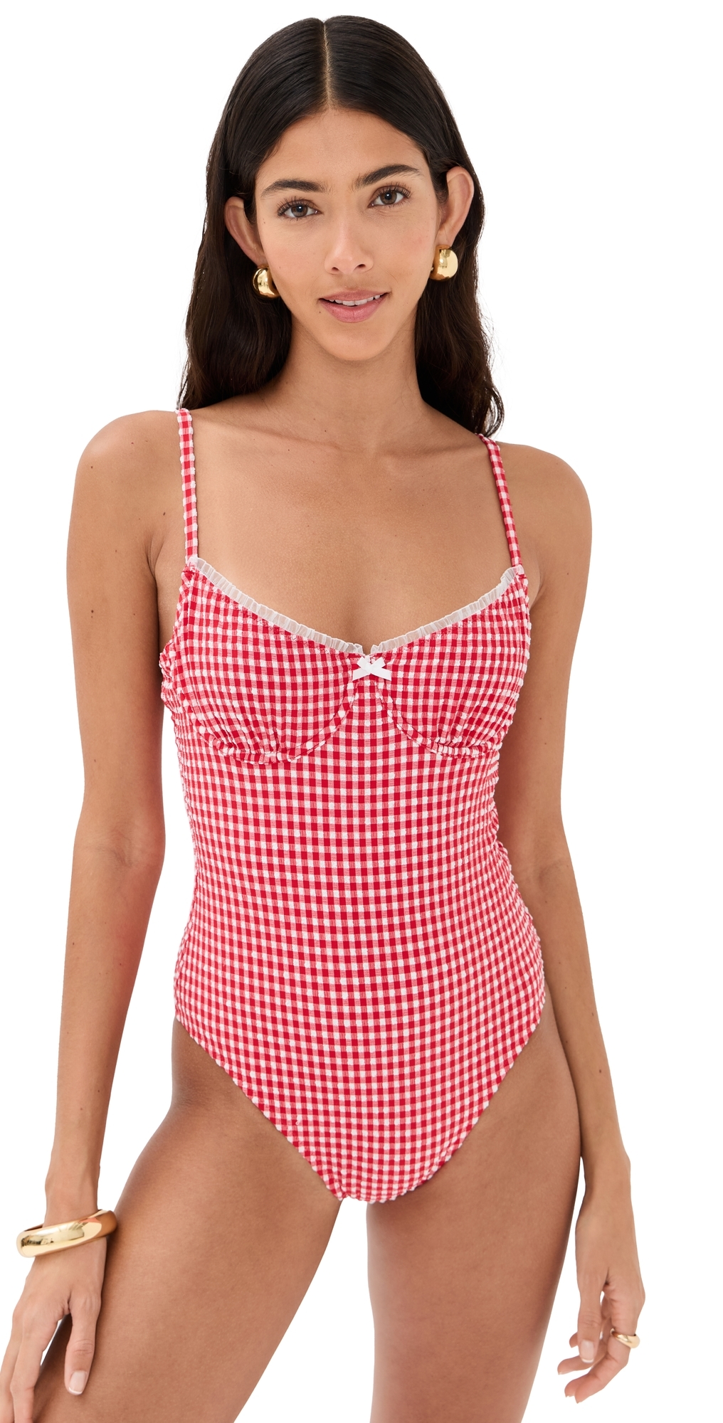 Solid & Striped X Summer I Turned Pretty The Taylor One Piece Red Gingham In Red