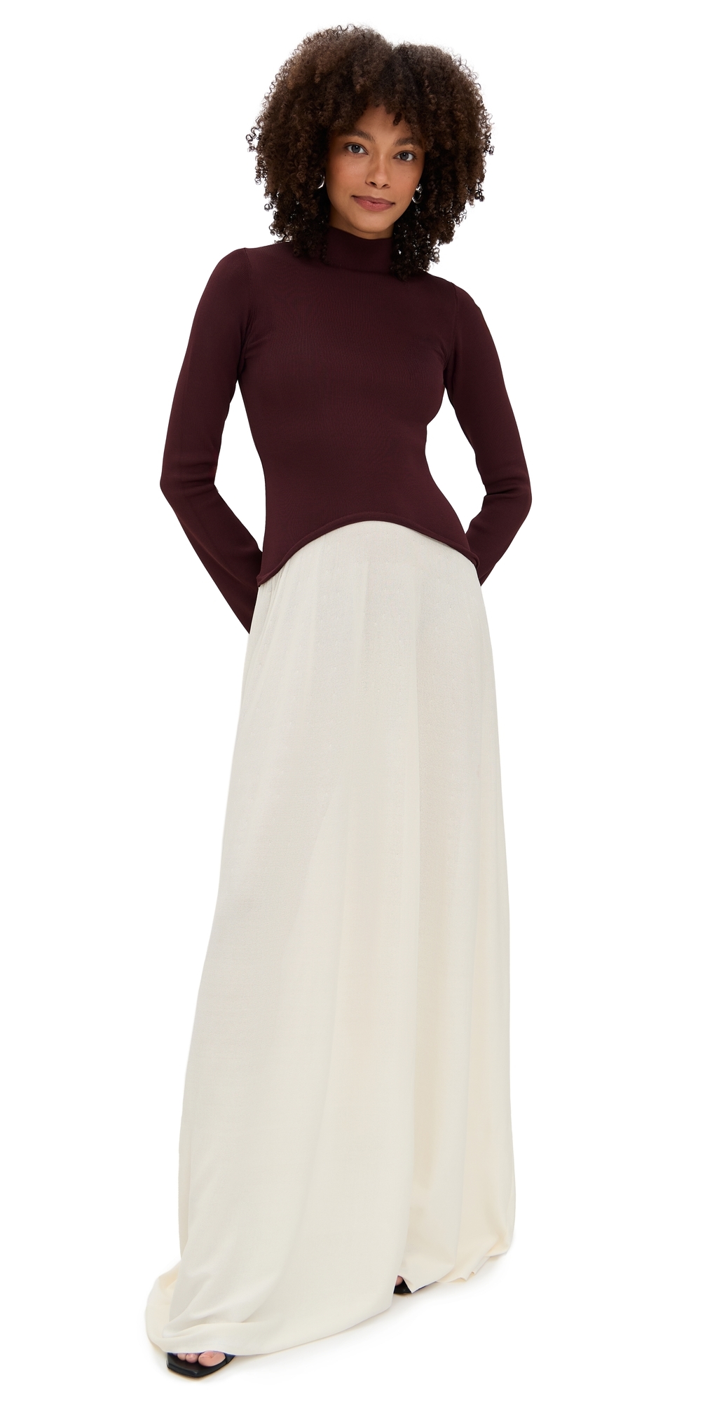 Solid & Striped The Soglio Long Sleeve Maxi Swetter Dress In Burgundy